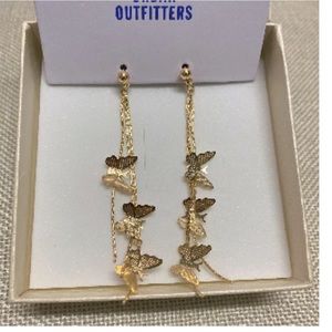 Urban Outfitters Fly Away Butterfly Drop Earring Gold